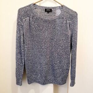 A.P.C Linen Cotton Sweater Medium Blue White